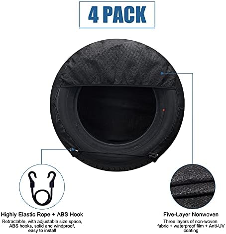 SYERAL Tire Covers Set of 4, Upgraded 5 Layer Nonwoven RV Wheel Covers - Image 4