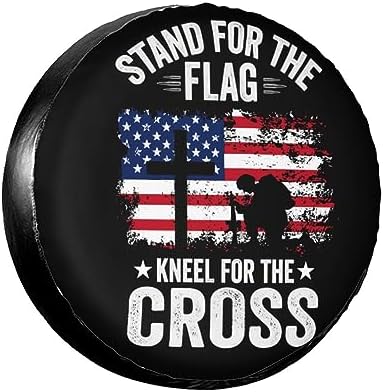 Spare Tire Cover American Flag Cross Wheel Covers 16 Inch No Camera Hole by AUMLDOYS