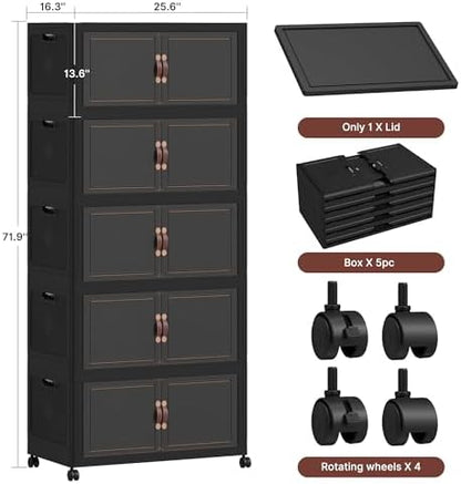 Stackable Storage Bins with Doors & Lids & Wheels - Image 2
