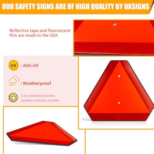 Slow Moving Vehicle Safety Sign, Slow Moving Vehicle Triangle Sign, Plastic - Image 3