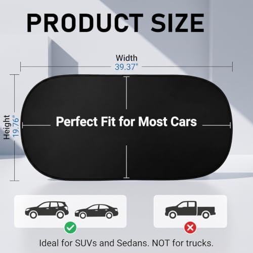 Foldable Car Rear Window Sun Shade, 39.37x19.76 Inch Universal Back Window - Image 3