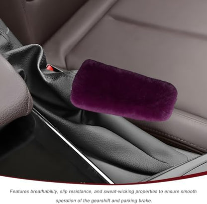 2PCS Fluffy Car Gear Shift Knob & Handbrake Cover, Comfortable Plush Shifter - Image 3