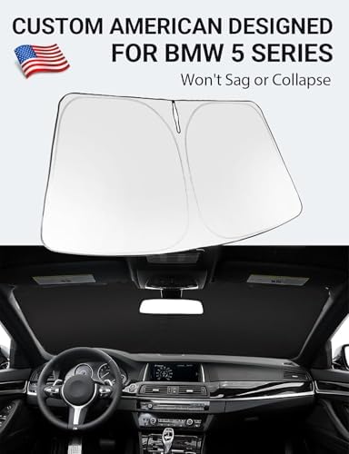 Proadsy Custom Fit 2011-2016 BMW 5 Series Windshield Sun Shade, Blocks Heat - Image 2