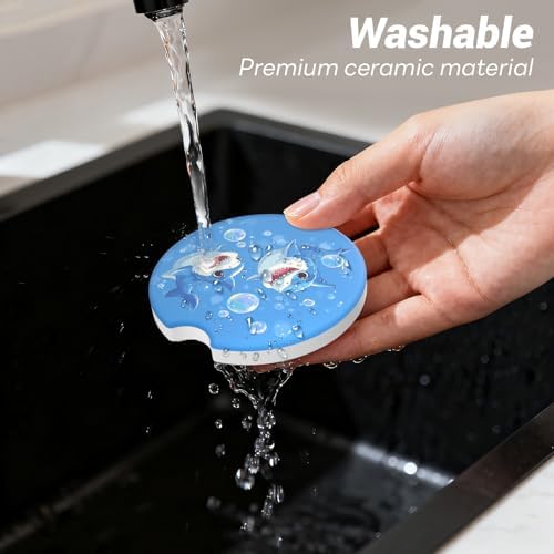 Car Cup Holder Ceramic Coasters 2 Pack, 2.56 in Anti Slip Absorbent Coaster - Image 3