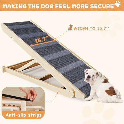 YaFiti Dog Ramp for Bed, Folding Wooden Pet Ramp for Small Large Dogs Cats - Image 3