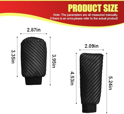 2PCS Car Gear Shift Knob and Handbrake Cover Set, Non-Slip Polyester Stick - Image 2