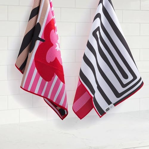 Ritz Waffle Microfiber Kitchen Towel 2pc Set – Maze and Rainbow – Abstract - Image 4