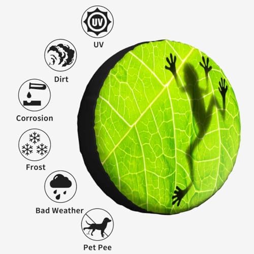 Big Green Leaves Spare Tire Cover Shadow of Frog on Leaf Polyester Universal - Image 4