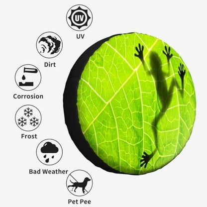 Big Green Leaves Spare Tire Cover Shadow of Frog on Leaf Polyester Universal - Image 4