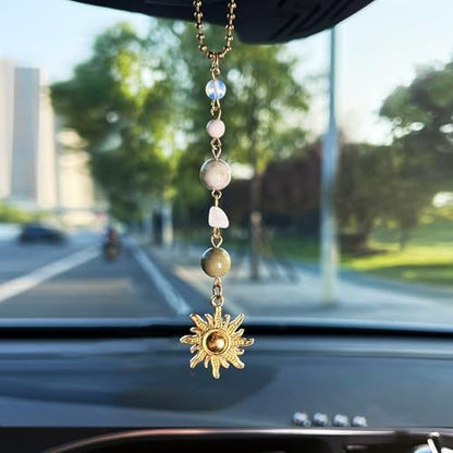 Car Rear View Mirror Accessories Sunny Car Hanging Ornament, Sun Rearview Decor - Image 2