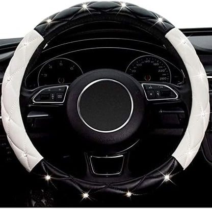 Black White Steering Wheel Cover, Anti-Slip Steering Wheel Protector - Image 2
