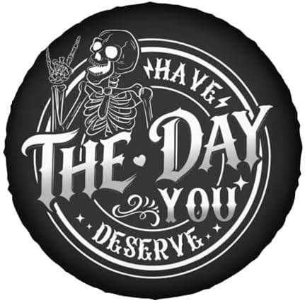 Spare Tire Covers for Trailers, Funny Have The Day You Deserve Rock Skeleton - Image 7