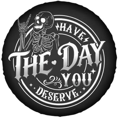 Spare Tire Covers for Trailers, Funny Have The Day You Deserve Rock Skeleton - Image 7