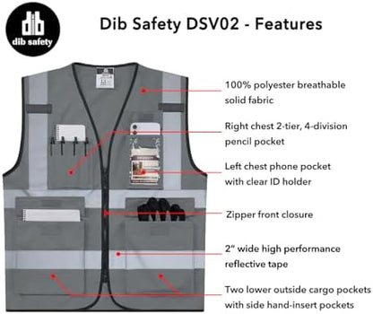 Dib Safety Hi Vis Reflective Safety Vest - Image 5