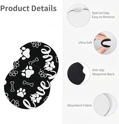Dog Paw Print Steering Wheel Cover pet 15 Inch +2 Car Coasters - Image 5