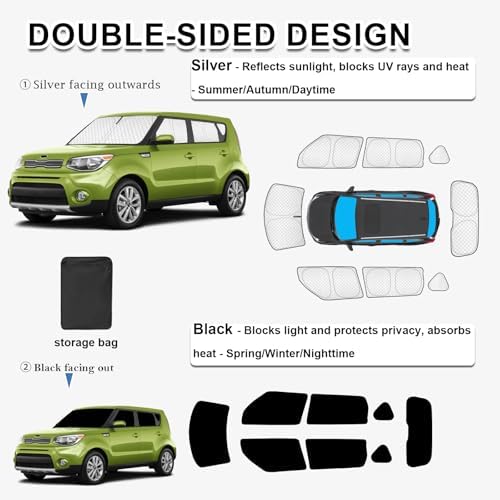 KMF 8pcs Thicken Sun Shades for Kia Soul 2014-2019 Accessories, Soul Full Car - Image 4