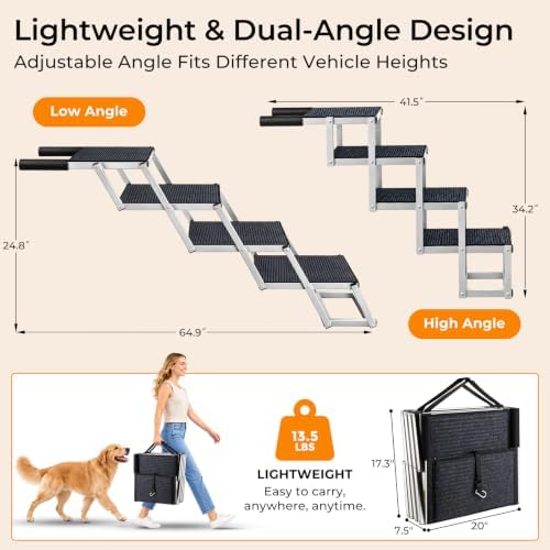 URPOWER Dog Stairs for Large Dogs Extra Wide 20" Dog Steps for Truck Ramp - Image 3