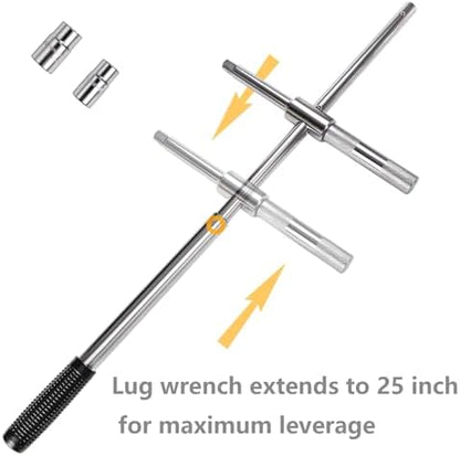 yarlung 25" Extended Lug Wrench, 4 Way Wheel Nut Wrench Set - Image 3