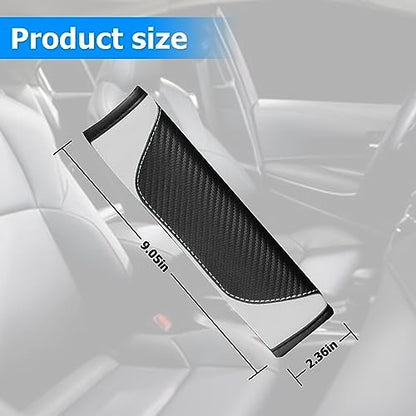 AUCELI 2PCS Carbon Fiber Car Seat Belt Cover, Breathable Leather - Image 2