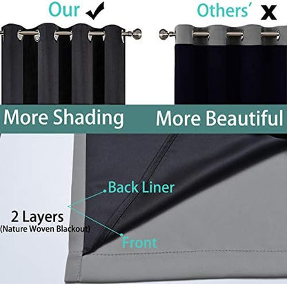 Yakamok Grey 100% Blackout Patio Door Curtain Panels W100 x L84, 1 Panel - Image 5