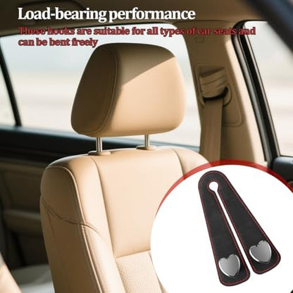 2PCS Car Seat Headrest Hooks, Heart-Shaped Twin Hook Vehicle Seat Back Purse - Image 6
