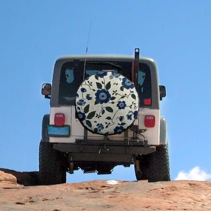 Blue and Green Flowers Camper Spare Tire Cover Spring Summer Wheel Protectors - Image 5