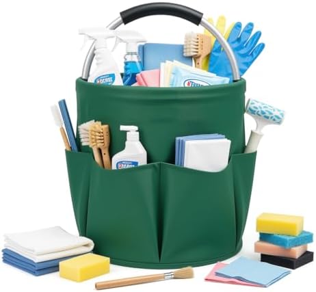 Portable Cleaning Caddy with Handle, Foldable Supply Organizer-dark green by Unknown