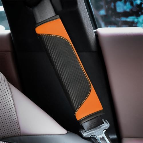 AUCELI 2PCS Carbon Fiber Car Seat Belt Cover, Breathable Leather - Image 3