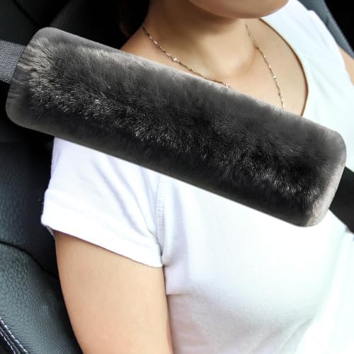 Amooca 2-Pack Real Wool Seatbelt Cover Authentic Sheepskin Shoulder Pad by Amooca