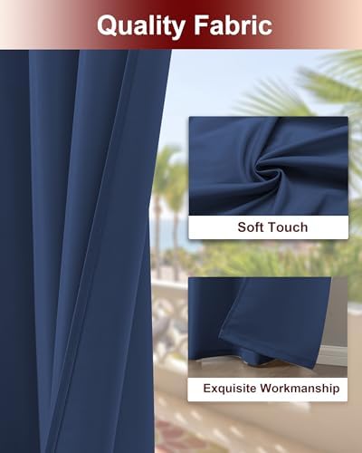 Grommet Outdoor Curtains for Patio Waterproof 8 Pcs 54x95 In Navy - Image 4