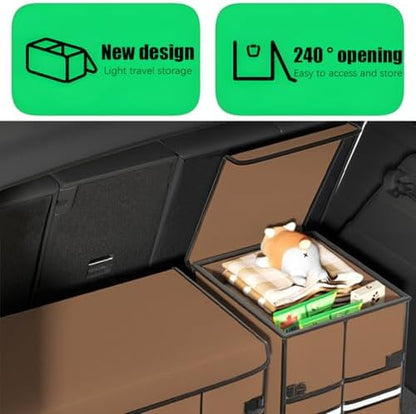 Car Trunk Organizer with Lid Collapsible Oxford Cloth Coffee - Image 6