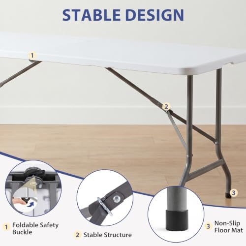 DUMOS 6 FT Folding Picnic Table - Image 5