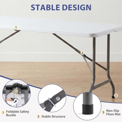 DUMOS 6 FT Folding Picnic Table - Image 5