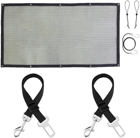 SunGrow Dog Seat Belts with Barrier, 2 Adjustable 28" Nylon Belts, and Trucks by SunGrow