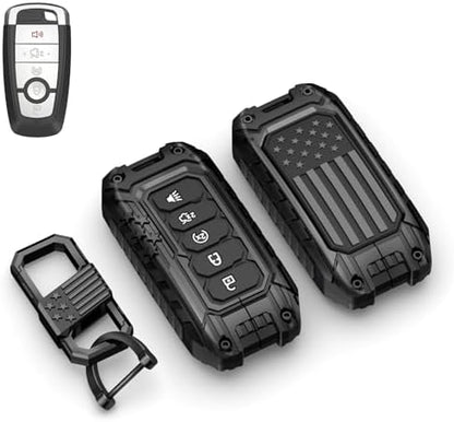 USA Flag-Inspired Heavy Duty Zinc Alloy Key Fob Cover, Accessories Compatible by Wenwubin