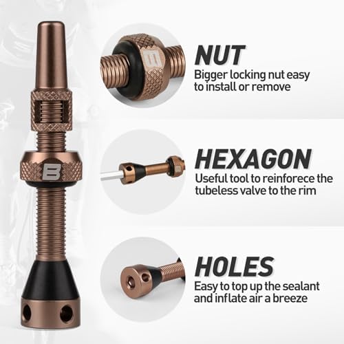 BWSHLF Tubeless Presta Valve Stem 40/44/55/60/65/70/80/100 mm, Super Light - Image 2