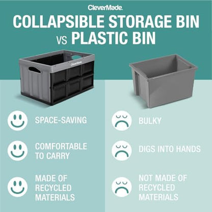 CleverMade Collapsible Storage Bin, No Lid, 16 Gal, 3 Pack - Image 3