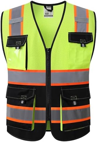 JKSafety Safety Vest for Men Women Hi Vis Reflective Vest JK220 YBlack XL by JKSafety