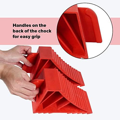 Wheel Chocks, for RV Trailer Camper Truck, Heavy Duty ABS 2 Pack Red - Image 4