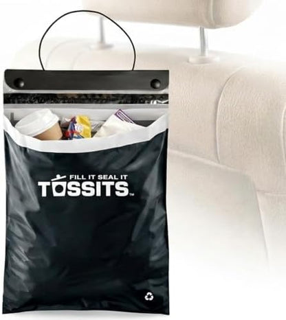 Tossits Recycled Disposable Car Trash Bags – Leakproof, Smell Proof Hanging by Tossits