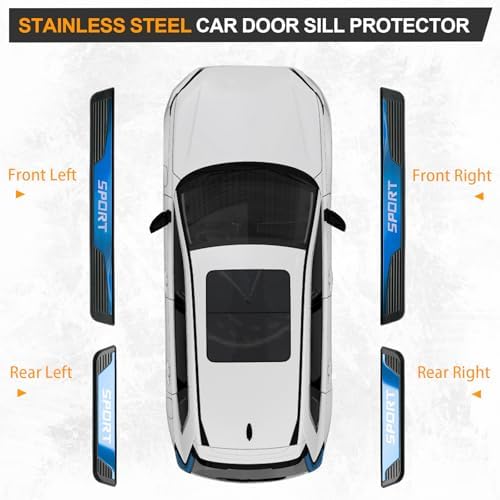 4Pcs Stainless Steel Door Sill Protector, Car Door Sills Threshold Protection - Image 4