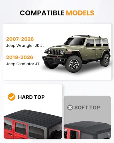 Roof Rack Cross Bars for 2007-2026 Jeep Wrangler JK/JL Gladiator - Image 2