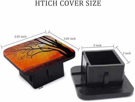Trailer Hitch Cover 2 Inch Tree Sunset, Abstract Tree Painting Heavy-Duty Tow - Image 2