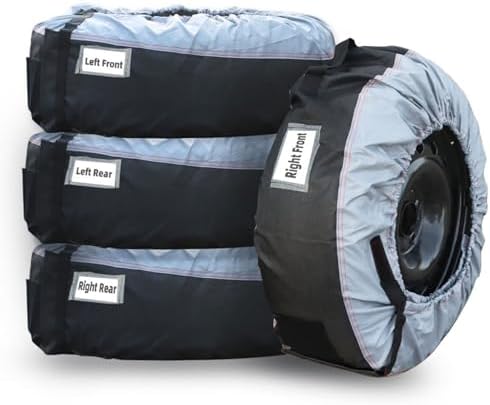 GXYWADY 4X Gray Universal Fit Tire Totes, Seasonal Spare Tire Cover, Portable - Image 3