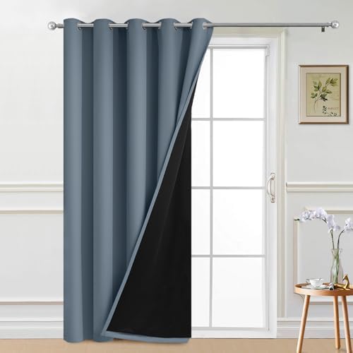 Yakamok Stone Blue Blackout Patio Door Curtain Panels W70 x L84, 1 Panel by Yakamok