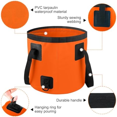 Collapsible Bucket with Handle, 3.2 Gallon Foldable Car Wash Bucket Cleaning - Image 3