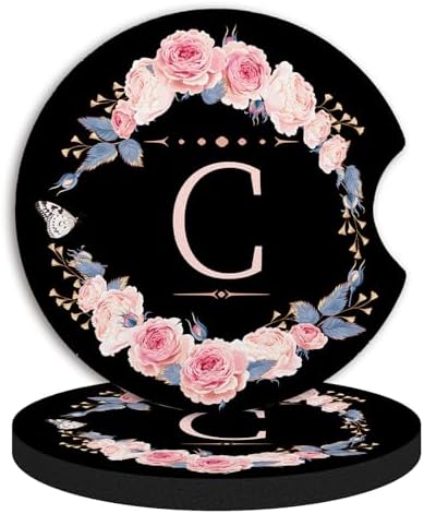 2pcs Letter C Car Coasters, Absorbent Universal neoprener Cup Holder Coasters by Unknown