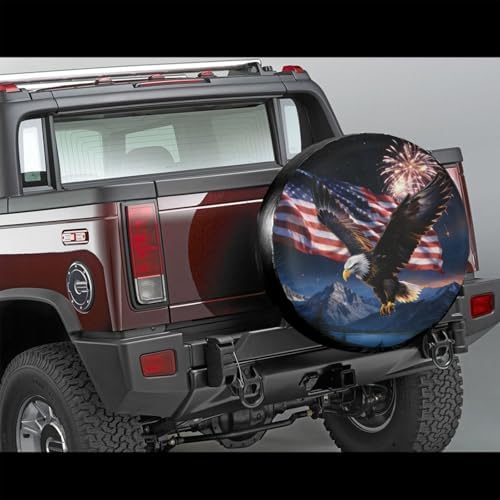 PVC Leather Spare Tire Covers for Trailers, Funny American Bald Eagle USA Flag - Image 2