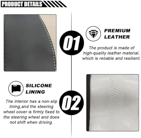 LAINLOY 15" Car Steering Wheel Cover, Microfiber Leather Cover - Image 3