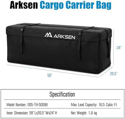 ARKSEN 58'' x 20.5'' x 24'' Waterproof Cargo Carrier Bag, Soft Sided Weather - Image 6